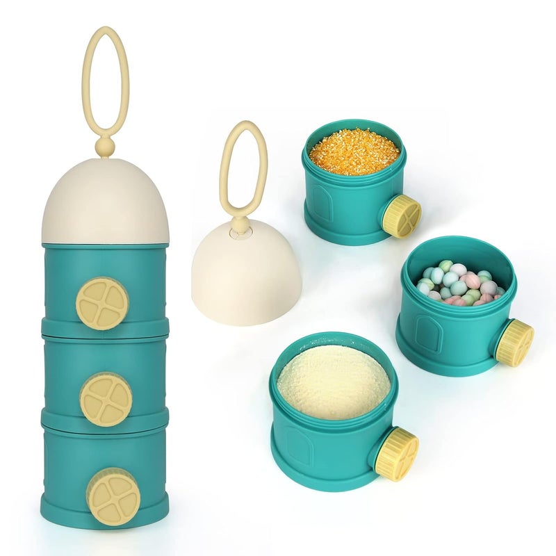 accmor Formula Dispenser On The Go, 3 Layers Stackable Formula Container to Go, Non-Spill Portable Milk Powder Baby & Kids Snack Container, Green - Image 5